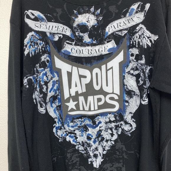 Tapout MPS Shirt Men’s XXL Black Thermal Waffle Knit Long Sleeve Y2K Grunge - Picture 3 of 7